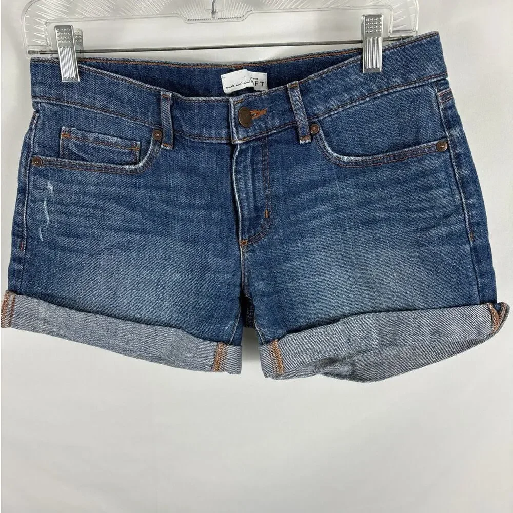 Ann Taylor LOFT roll bottom medium wash jean shorts 25/0